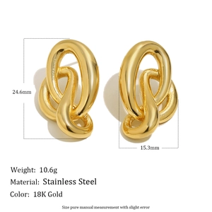 Boucles d'oreilles créoles en acier inoxydable plaqué or 18K avec dimensions exactes
