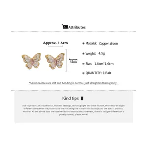 Spécifications détaillées des boucles d'oreilles papillon avec dimensions et matériau