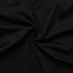 Gros plan sur la texture du tissu en coton mélangé noir et les détails du tissage
