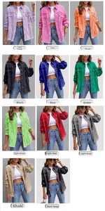 Detaillierter Katalog mit 11 Farben der Damen-Denimjacken mit ausgefranstem Saum