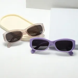 Retro Cat Eye Sunglasses For Women Vintage Oval Narrow Frame PC Material UV Protection Trendy Street Style Eyewear