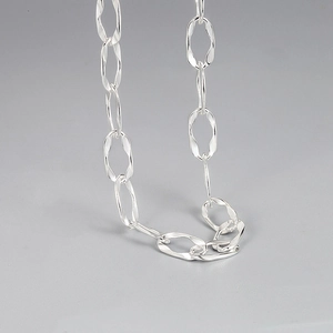 Modern 925 sterling silver chunky geometric chain necklace with twisted oval links