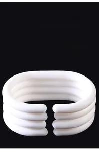 Thickened white C-shaped shower curtain hooks made of durable polyester for bathrooms