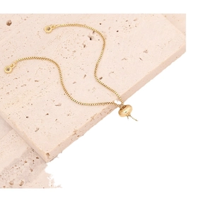 18K gold butterfly bracelet with multi-color zircon stones and adjustable pearl slider