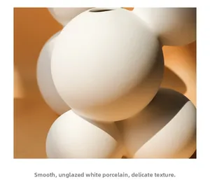 Macro detail of matte white ceramic vase showing the smooth unglazed surface and round texture