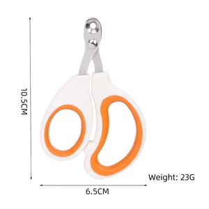 Professional stainless steel cat nail clippers with ergonomic white and orange handle