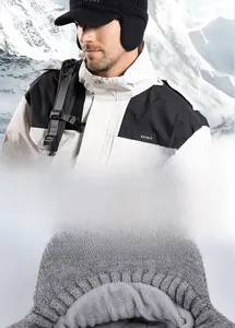 Detail of thickened fleece lining and knit texture on this warm winter ear protection hat