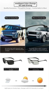 Detail of smart photochromic polarized sunglasses lenses transitioning for driving safety