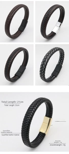 Detail view of woven leather bracelets with magnetic alloy clasps in various colors