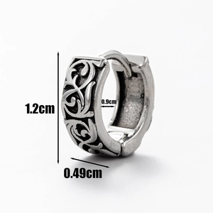 Detailed size chart for dragon totem earring showing 1.2cm height and 0.49cm width dimensions
