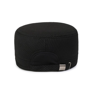 Herren Winter Flatcap Militärmütze in Schwarz mit verstellbarer Metallschnalle hinten