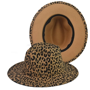 Cappello Fedora Tesa Larga Feltro Cotone Motivo Leopardato Jazz Panama Berretto Per Donne Uomini Moda Viaggio All'aperto
