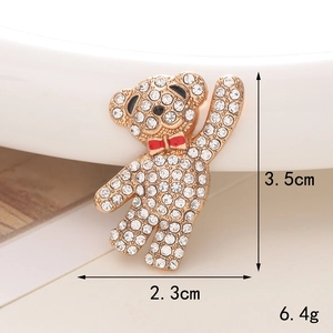 Detail view of rhinestone teddy bear charm with 3.5cm height and 2.3cm width dimensions
