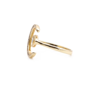 Minimalist gold-plated open ring featuring a moon and eye design with sparkling zircon stones