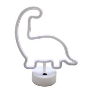 Green dinosaur neon LED lamp with round base for bedroom desktop atmosphere decoration