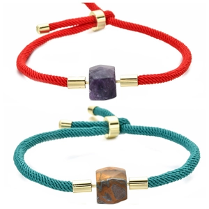 Handmade Woven Milan Rope Bracelet With Natural Stone And Copper Accents Adjustable Minimalist Boho Jewelry For Women