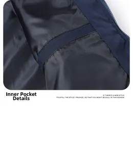 Detail showing inner hidden pocket and smooth navy blue lining of the lamb wool jacket