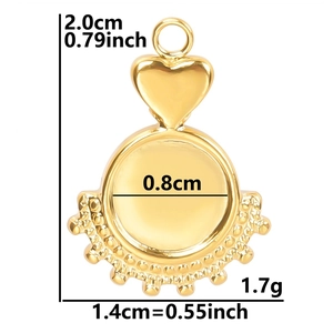 Detailed macro view showing dimensions of 18k gold heart pendant for DIY jewelry