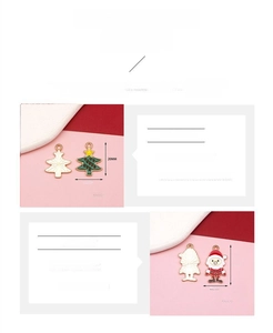 Detailed size specifications for alloy Christmas tree and Santa pendants with measurements
