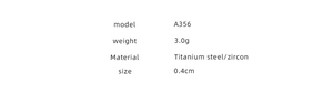 Specifications for the 18K gold plated titanium steel ring with zircon details