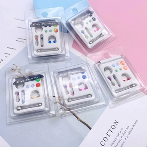 Multi-pack stainless steel and acrylic body piercing set with assorted studs and rings