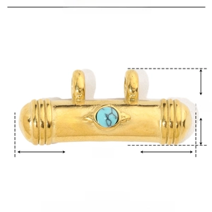Detail of vintage gold stainless steel eye pendant with size and weight parameters