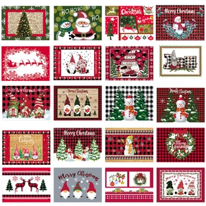 Manteles Individuales Navidad Calor Resistente Poliéster Lavables Mesa Comedor Rústicos Cuadros Gnomos Muñeco Nieve