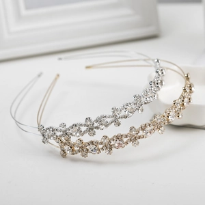 Rhinestone Zircon Floral Headband Elegant Metal Hair Band For Women Bridal Wedding Party Sparkly Headpiece