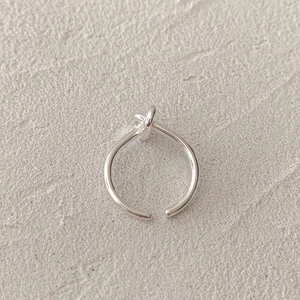 Minimalist 925 sterling silver knotted open ring with a polished metallic finish