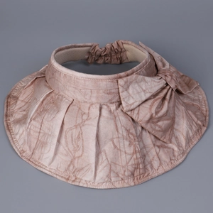 Elegant wide brim Tencel sun hat for women featuring bowknot and leaf pattern texture