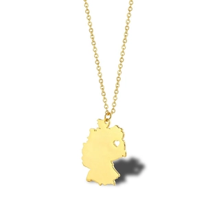 Collana minimalista dorata con ciondolo mappa Germania e dettaglio cuore