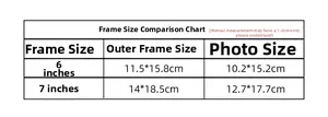 Size chart for DIY 3D shadow box frames showing 6-inch and 7-inch frame dimensions