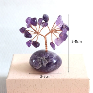 Detailed size specifications for the purple amethyst crystal money tree ornament