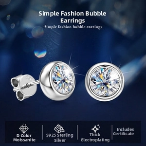 Detail of Moissanite studs with S925 silver hallmark on thick plated sterling silver