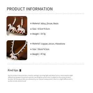 Detailed specs for beaded star horse pendant necklace and resin horse earrings