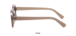Side view of apricot heart-shaped frame sunglasses with a trendy minimalist plastic frame