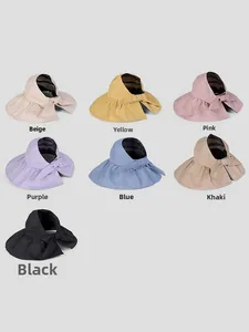 Overview of large brim sun hats in seven colors with elegant bow knot details