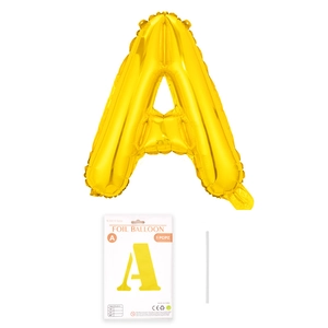 16-Zoll Goldfolienballon Buchstabe A mit Verpackung und Strohhalm für Partys