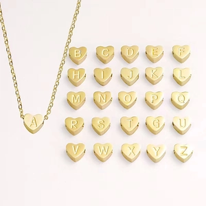 Heart Shape Initial Letter Pendant Necklace Stainless Steel Engraved Clavicle Chain Fashion Jewelry For Men Women