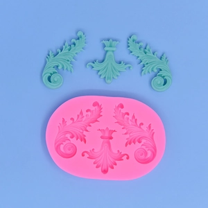 Moule à gâteau en silicone rose avec motifs de feuilles baroques en relief DIY