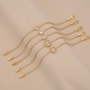 Elegant 18K gold-plated bracelets featuring heart and clover zircon pendants