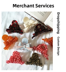 French style acetate bow hair clips in various patterns including plaid and leopard print
