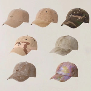 Vintage Washed Cotton Baseball Cap Distressed Outdoor Sunshade Streetwear Adjustable Buckle Embroidery Hat