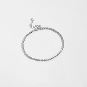 Minimalist S925 sterling silver rope chain bracelet with polished twisted texture