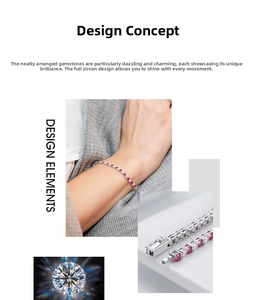 Detailed close-up of 3mm silver tennis bracelet featuring red and white zircon stones