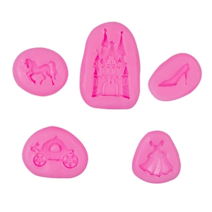 Cake Fondant Silicone Mold Castle Pumpkin Carriage Horse Dress High Heel DIY Baking Decoration Fairy Tale Style