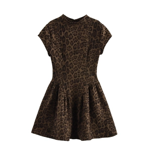 Ärmelloses Leopardenmuster Minikleid mit hohem Ausschnitt und betonter Taille für Damen