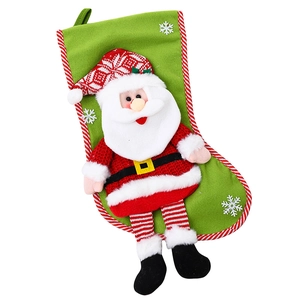 3D Santa Claus Christmas stocking with long legs and hanging loop for holiday gifts