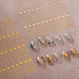 Heart Nail Art Stickers Ultra Thin Embossed Metallic Gold Silver Rose Gold Holographic Laser Decals DIY Manicure Beauty