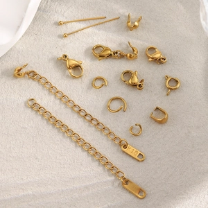 Stainless Steel Jewelry Findings Lobster Clasps Jump Rings Extension Chains Pins DIY For Necklace Bracelet Making Gold